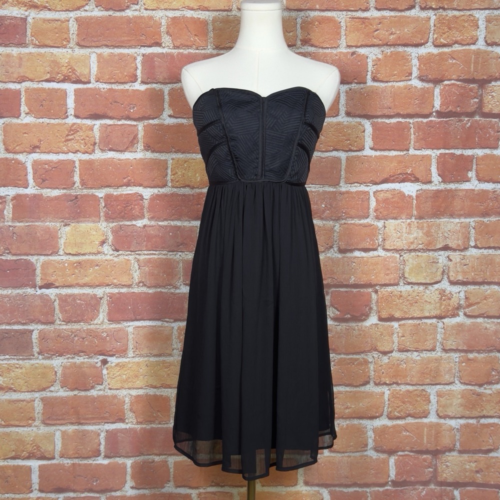 Max & Cleo Dress Women's 6 Black Pleated Ruffle Cocktail Party Mini Black Waist